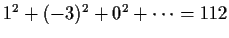 $1^2+(-3)^2 +0^2 +\cdots =
112$