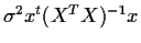 $\sigma^2 x^t(X^TX)^{-1}x$