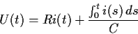 \begin{displaymath}U(t) = Ri(t) +\frac{\int_0^t i(s) \, ds}{C}
\end{displaymath}