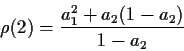 \begin{displaymath}\rho(2) =\frac{ a_1^2 +a_2(1-a_2)}{1-a_2}
\end{displaymath}