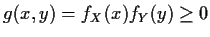 $g(x,y)=f_X(x) f_Y(y)\ge 0$